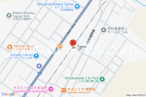 端野メンズエステの地図です。map of Tanno station where spa and massage salons are located