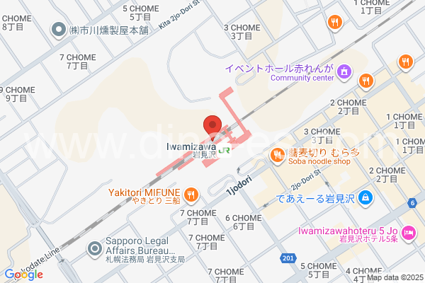 岩見沢メンズエステの地図です。map of Iwamizawa station where spa and massage salons are located