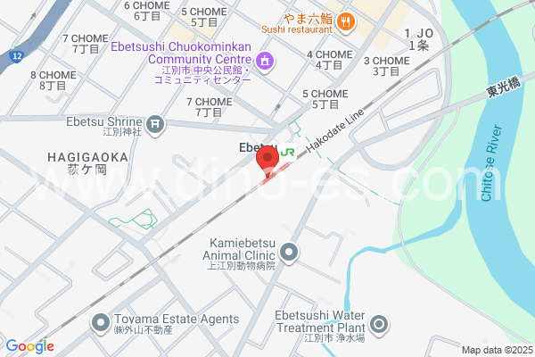 江別メンズエステの地図です。map of Ebetsu station where spa and massage salons are located