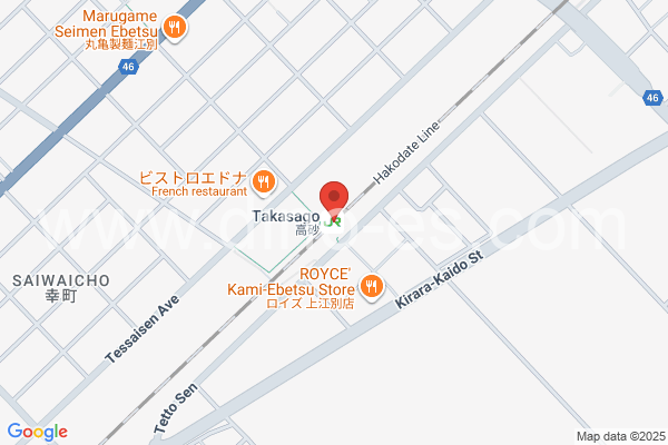 高砂(北海道)メンズエステの地図です。map of Takasago station where spa and massage salons are located