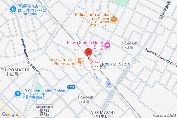 恵庭メンズエステの地図です。map of Eniwa station where spa and massage salons are located