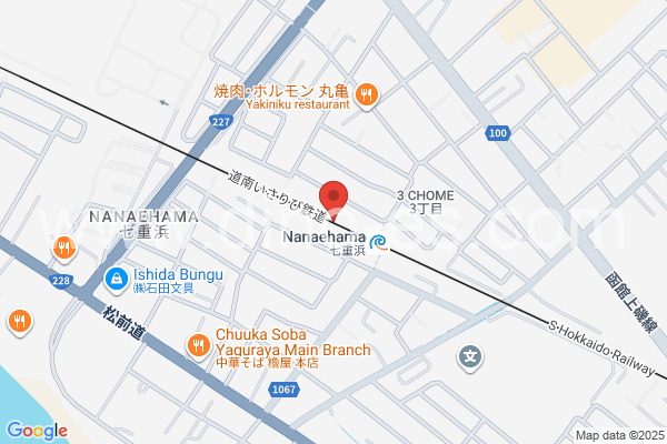 七重浜メンズエステの地図です。map of Nanaehama station where spa and massage salons are located