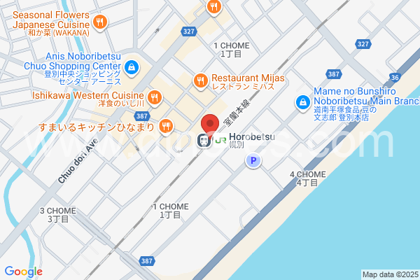 幌別メンズエステの地図です。map of Horobetsu station where spa and massage salons are located
