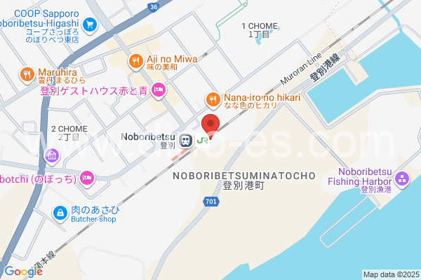 登別メンズエステの地図です。map of Noboribetsu station where spa and massage salons are located