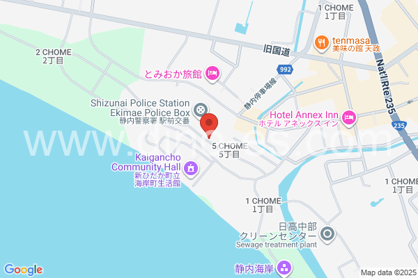 静内メンズエステの地図です。map of Shizunai station where spa and massage salons are located