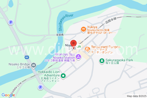 ニセコメンズエステの地図です。map of Niseko station where spa and massage salons are located