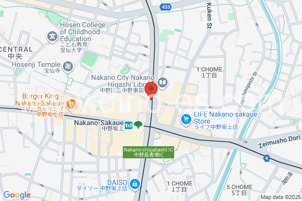 中野坂上メンズエステの地図です。map of Nakano-Sakaue station where spa and massage salons are located
