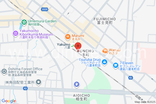 八雲メンズエステの地図です。map of Yakumo station where spa and massage salons are located