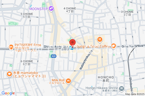 新中野メンズエステの地図です。map of Shin-Nakano station where spa and massage salons are located