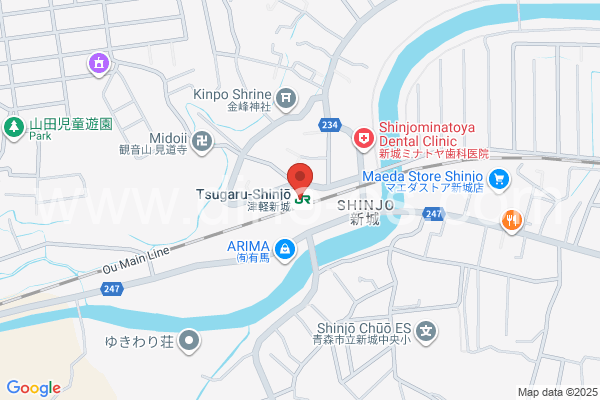津軽新城メンズエステの地図です。map of Tsugaru-Shinjō station where spa and massage salons are located