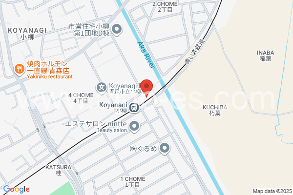小柳(青森)メンズエステの地図です。map of Oyanagi station where spa and massage salons are located