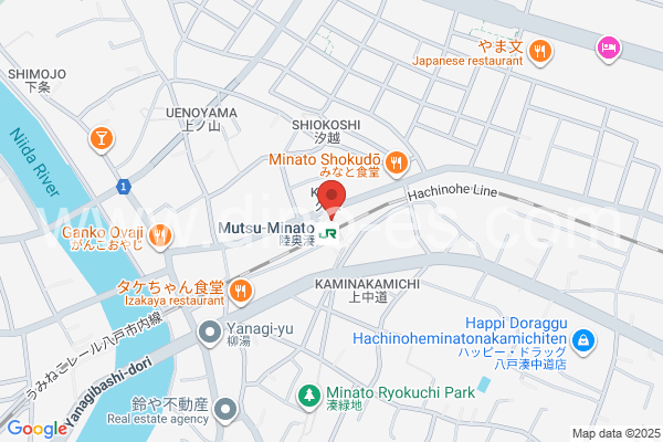 陸奥湊メンズエステの地図です。map of Mutsu-Minato station where spa and massage salons are located