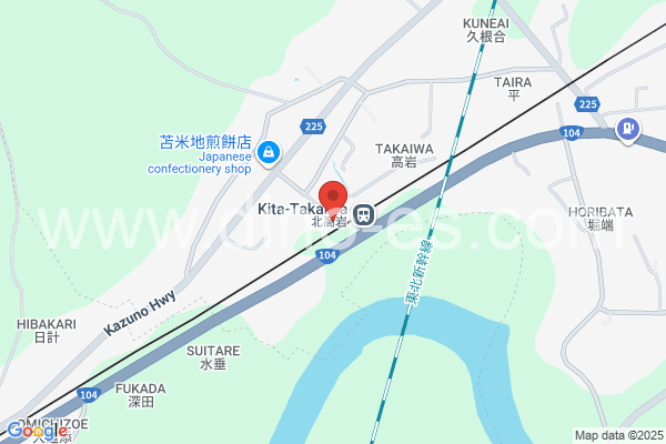 北高岩メンズエステの地図です。map of Kita-Takaiwa station where spa and massage salons are located