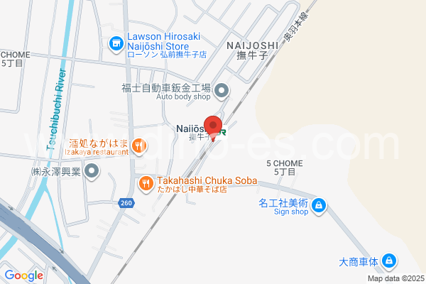 撫牛子メンズエステの地図です。map of Naijōshi station where spa and massage salons are located