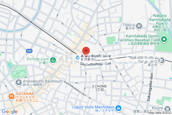 新井薬師前メンズエステの地図です。map of Araiyakushimae station where spa and massage salons are located