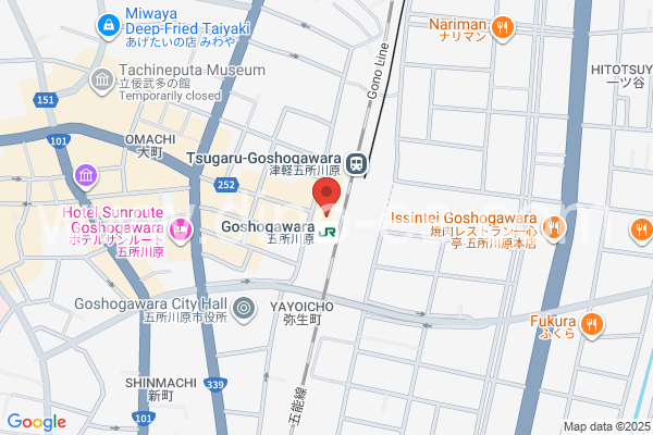 五所川原メンズエステの地図です。map of Goshogawara station where spa and massage salons are located