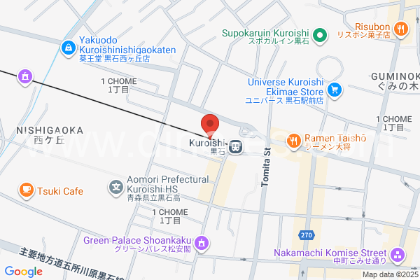 黒石(青森)メンズエステの地図です。map of Kuroishi station where spa and massage salons are located