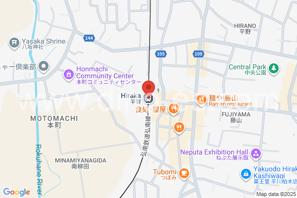 平賀メンズエステの地図です。map of Hiraka station where spa and massage salons are located