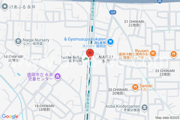 岩手飯岡メンズエステの地図です。map of Iwate-Iioka station where spa and massage salons are located
