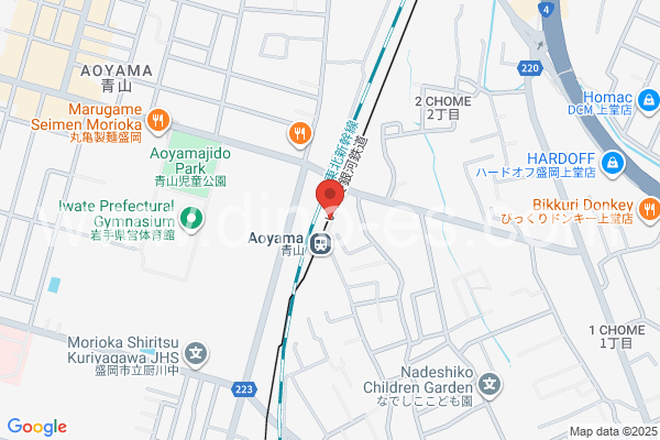 青山(岩手)メンズエステの地図です。map of Aoyama station where spa and massage salons are located