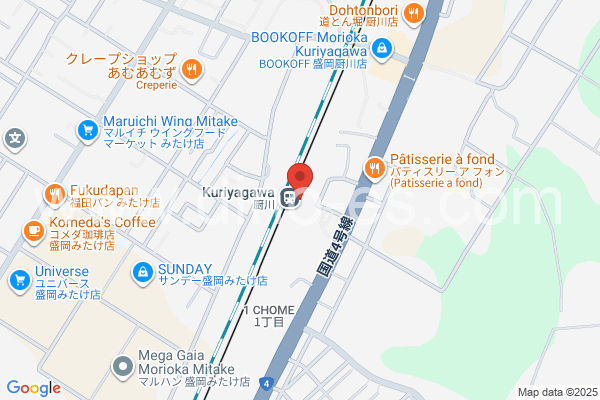 厨川メンズエステの地図です。map of Kuriyagawa station where spa and massage salons are located