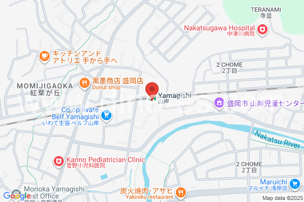 山岸メンズエステの地図です。map of Yamagishi station where spa and massage salons are located
