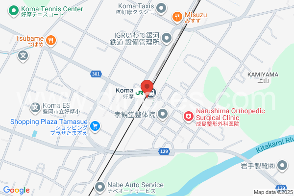 好摩メンズエステの地図です。map of Kōma station where spa and massage salons are located