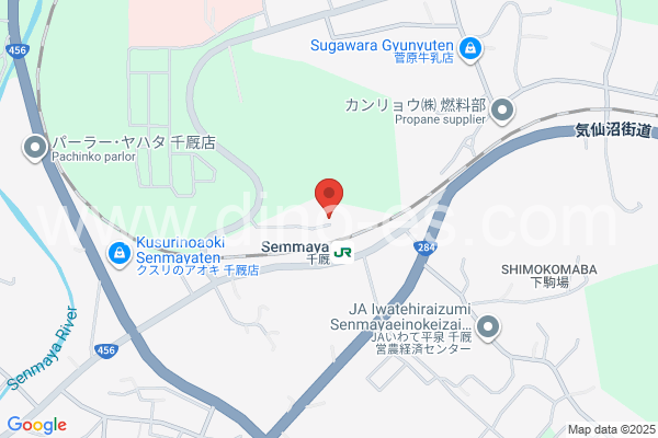 千厩メンズエステの地図です。map of Senmaya station where spa and massage salons are located