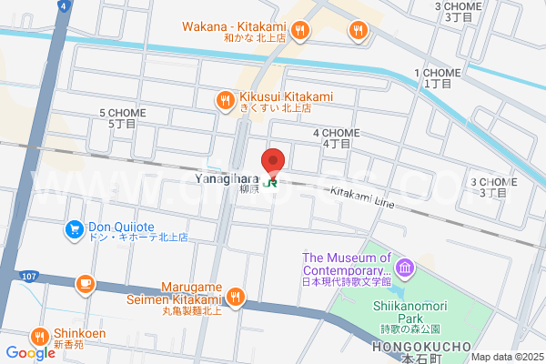 柳原(岩手)メンズエステの地図です。map of Yanagihara station where spa and massage salons are located