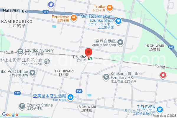 江釣子メンズエステの地図です。map of Ezuriko station where spa and massage salons are located