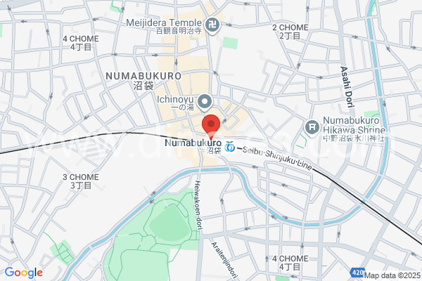 沼袋メンズエステの地図です。map of Numabukuro station where spa and massage salons are located