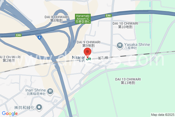 似内メンズエステの地図です。map of Nitanai station where spa and massage salons are located