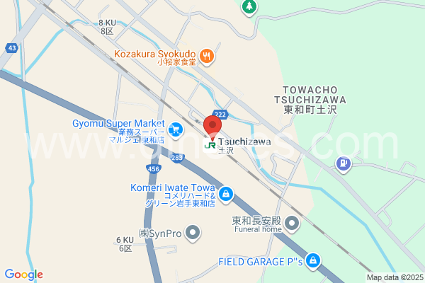 土沢メンズエステの地図です。map of Tsuchizawa station where spa and massage salons are located
