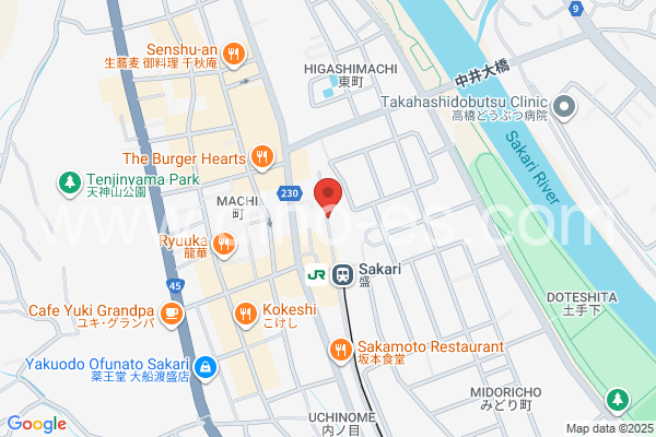 盛メンズエステの地図です。map of Sakari station where spa and massage salons are located