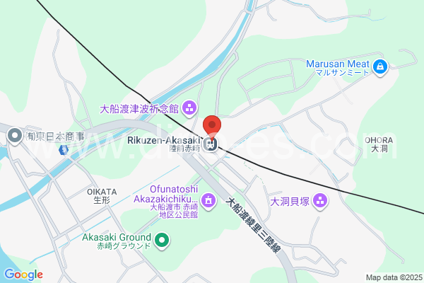 陸前赤崎メンズエステの地図です。map of Rikuzen-Akasaki station where spa and massage salons are located