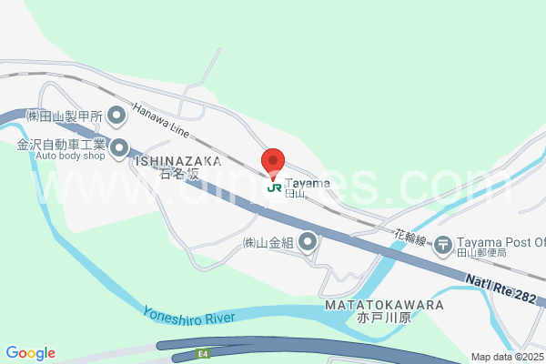 田山メンズエステの地図です。map of Tayama station where spa and massage salons are located