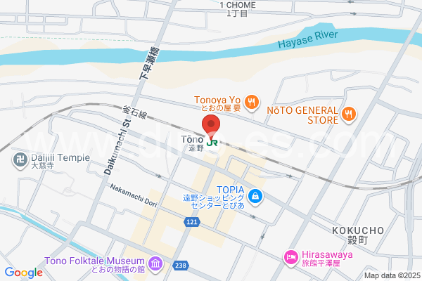 遠野メンズエステの地図です。map of Tōno station where spa and massage salons are located
