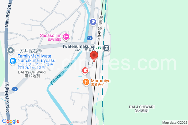 いわて沼宮内メンズエステの地図です。map of Iwate-Numakunai station where spa and massage salons are located