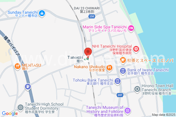 種市メンズエステの地図です。map of Taneichi station where spa and massage salons are located