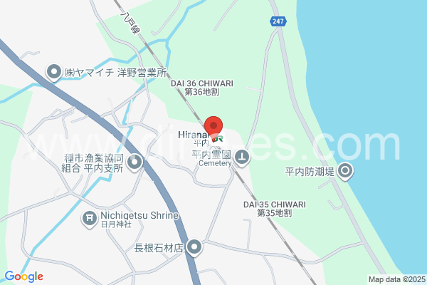 平内メンズエステの地図です。map of Hiranai station where spa and massage salons are located