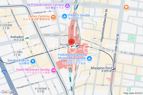 仙台メンズエステの地図です。map of Sendai station where spa and massage salons are located