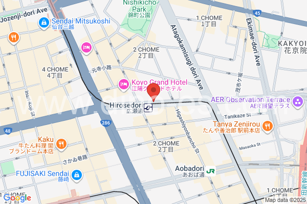 広瀬通メンズエステの地図です。map of Hirose-dōri station where spa and massage salons are located