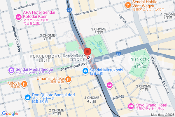 勾当台公園メンズエステの地図です。map of Kōtōdai-Kōen station where spa and massage salons are located