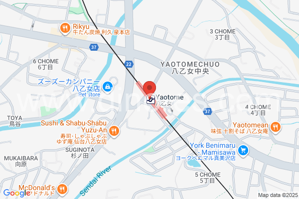 八乙女メンズエステの地図です。map of Yaotome station where spa and massage salons are located