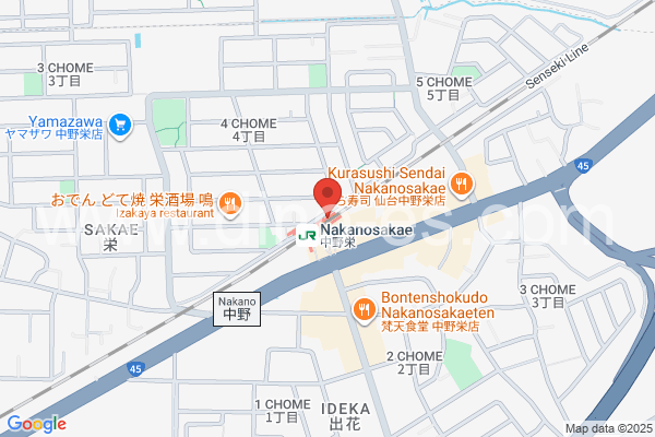 中野栄メンズエステの地図です。map of Nakanosakae station where spa and massage salons are located