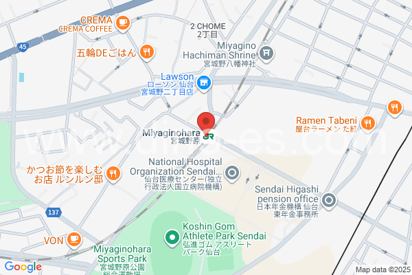 宮城野原メンズエステの地図です。map of Miyaginohara station where spa and massage salons are located