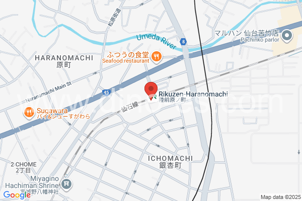 陸前原ノ町メンズエステの地図です。map of Rikuzen-Haranomachi station where spa and massage salons are located