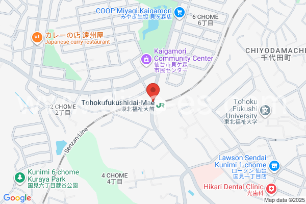 東北福祉大前メンズエステの地図です。map of Tōhoku Fukushi-dai-mae station where spa and massage salons are located