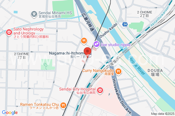 長町一丁目メンズエステの地図です。map of Nagamachi-Itchōme station where spa and massage salons are located