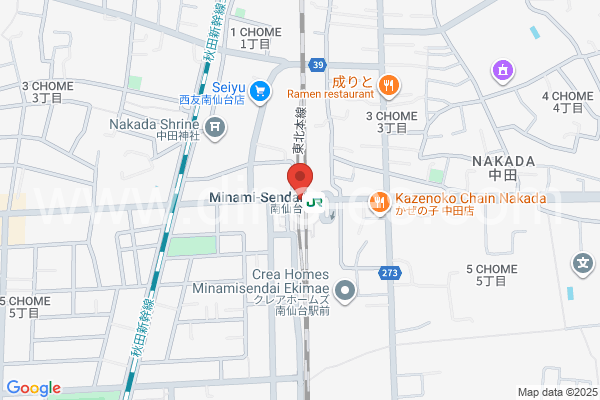 南仙台メンズエステの地図です。map of Minami-Sendai station where spa and massage salons are located